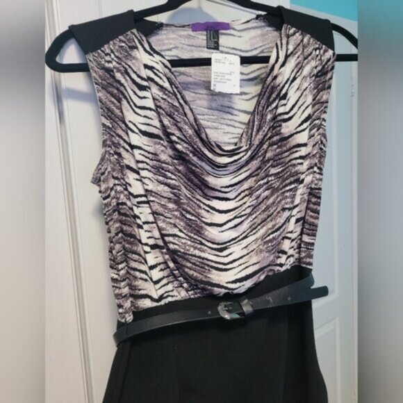 Forever 21 Animal Print Black Sleeveless Cowl Neck Belted Mini Dress Medium - Picture 4 of 14